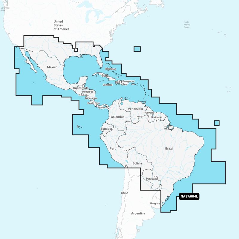 NAVIONICS+ - SA004L - Mexico, Caribbean to Brazil, MSD