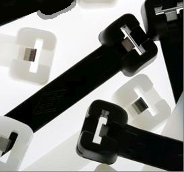 Kabelbinder mit Edelstahlzunge - 100 x 2,5 mm, schwarz,100St