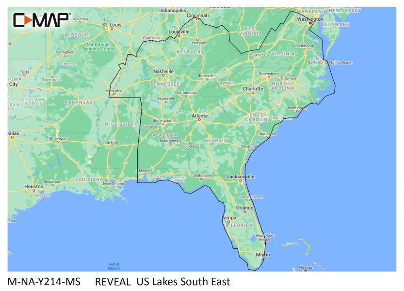 C-MAP REVEAL LAKES - US LAKES SOUTH EAST - µSD/SD-Karte