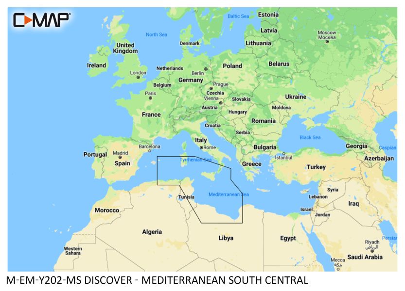 C-MAP DISCOVER - Mediterranean South Central - µSD/SD-Karte