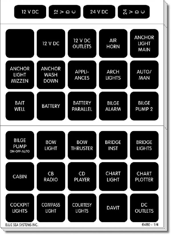 BLUE SEA - Label Kit DC H2O 120 Stück für 360 Grad Panels